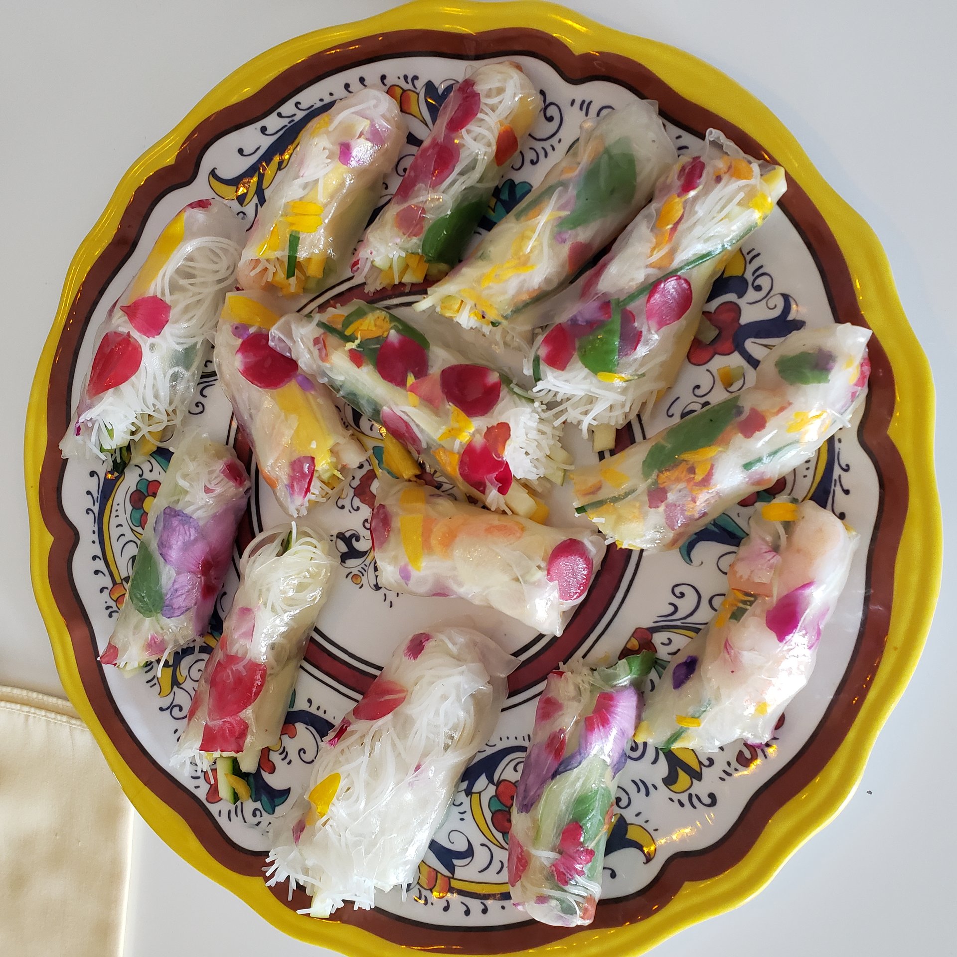 The Edible Flower Garden — spring rolls